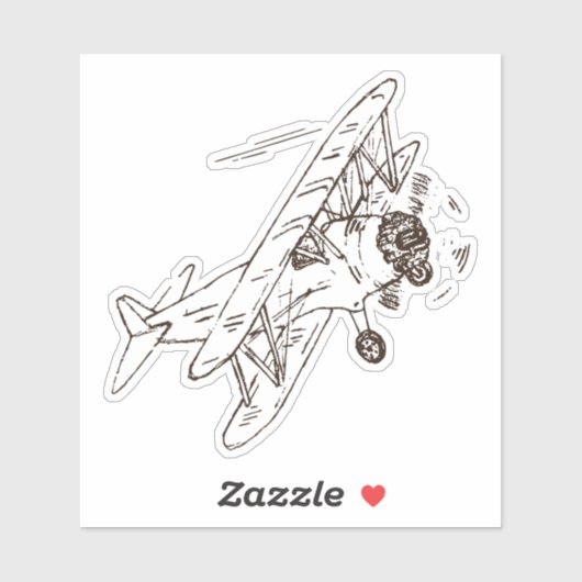 Brullende Art Deco Bi-planes - geschetste single. Sticker (Vel)