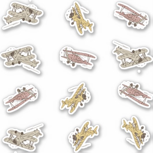Brullende Art Deco Bi-planes - rood geel custom cu Sticker (Voorkant)