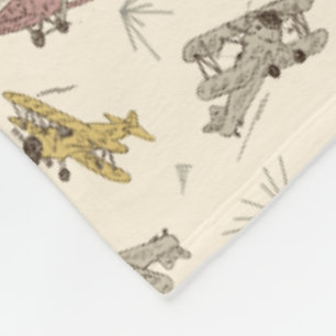 Brullende Art Deco Bi-planes - rood geel patroon. Fleece Deken