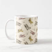 Brullende Art Deco Bi-planes - rood geel patroon. Koffiemok (Links)