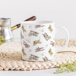 Brullende Art Deco Bi-planes - rood geel patroon. Koffiemok