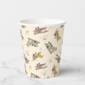 Brullende Art Deco Bi-planes - rood geel patroon. Papieren Bekers (Voorkant)