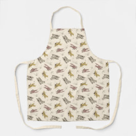 Brullende Art Deco Bi-planes - rood geel patroon. Schort