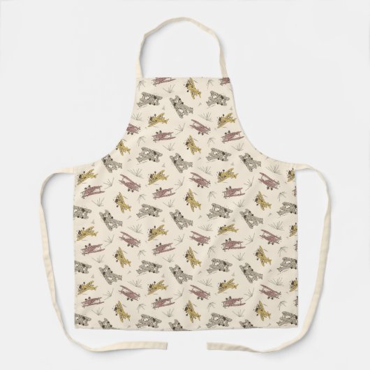 Brullende Art Deco Bi-planes - rood geel patroon. Schort (Voorkant)