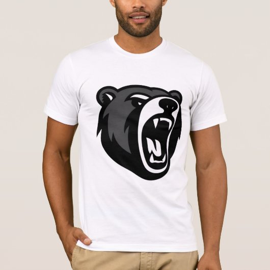 Brullende Beer Gezicht Grafisch Wit T-Shirt (Voorkant)