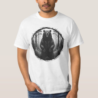 Brullende Beer Illustratie – Wilde Bos Grafisch T- T-shirt