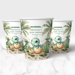 Brullende Dino Baby Shower Komt Eerder Papieren Be Bekers