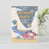 Brullende Dino-feestuitnodigingen: leuk, makkelijk Kaart (Staand voorkant)