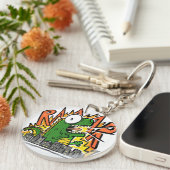 Brullende Dinosaur Cartoon Sleutelhanger (Voorkant Rechts)