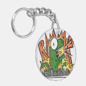 Brullende Dinosaur Cartoon Sleutelhanger (Voorkant Links)