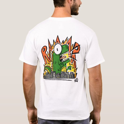 Brullende Dinosaur Cartoon T-shirt (Achterkant)