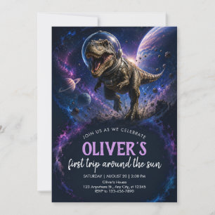 Brullende Dinosaurus Ruimte 1e Verjaardagsuitnodig Kaart