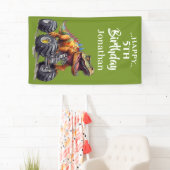 Brullende dinosaurus T-Rex monstertruckfeestje Spandoek (Insitu)