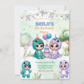 brullende dinosaurus verjaardagsfeest uitnodiging (Voorkant)