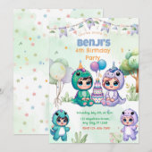 brullende dinosaurus verjaardagsfeest uitnodiging (Voorkant / Achterkant)