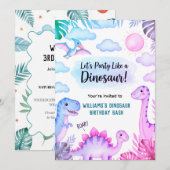 Brullende Dinosaurus Verjaardagsuitnodiging Kaart (Voorkant / Achterkant)