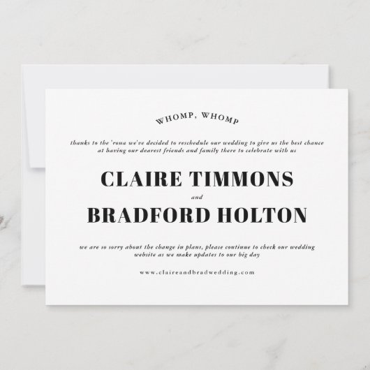 Brullende en brutale typografische uitgestelde bru aankondiging (Achterkant)