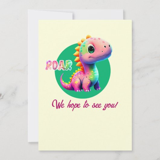 Brullende Goede Tijden Dinosaurus 1e Verjaardagsfe Kaart (Achterkant)