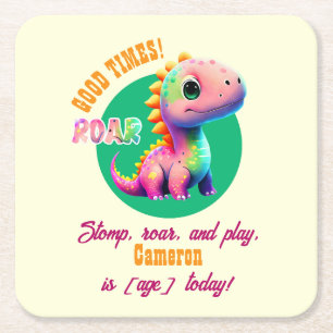 Brullende Goede Tijden Dinosaurus Elk Leeftijd Ver Kartonnen Onderzetters