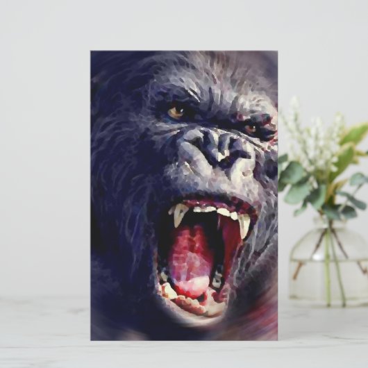Brullende Gorilla Briefpapier (Staand voorkant)