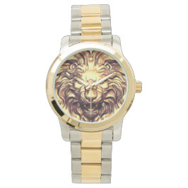 Brullende Gouden Leeuwenkop eWatch Horloge