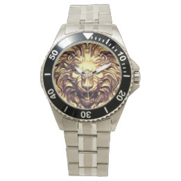 Brullende Gouden Leeuwenkop eWatch Horloge