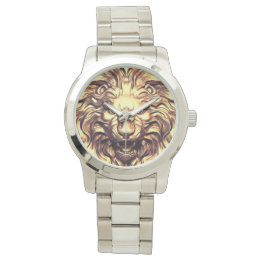 Brullende Gouden Leeuwenkop eWatch Horloge