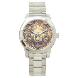 Brullende Gouden Leeuwenkop eWatch Horloge