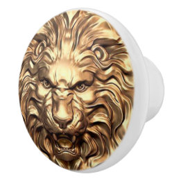 Brullende Gouden Leeuwenkop Keramische Knop