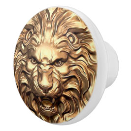 Brullende Gouden Leeuwenkop Keramische Knop