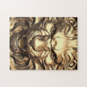 Brullende gouden leeuwenkop legpuzzel (Horizontaal)