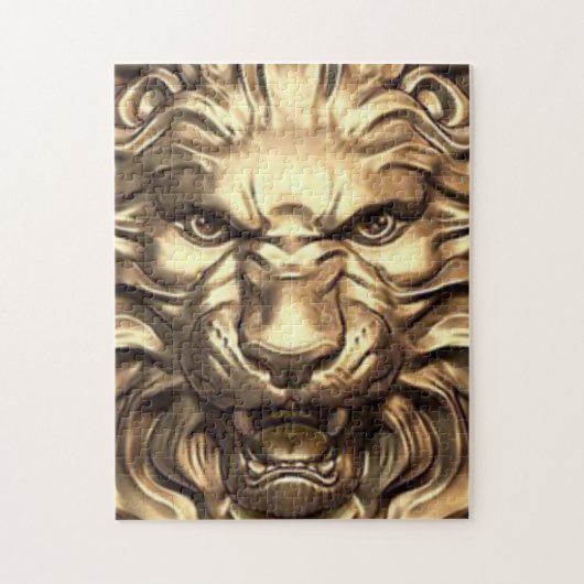 Brullende gouden leeuwenkop legpuzzel (Verticaal)