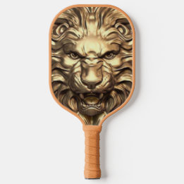 Brullende Gouden Leeuwenkop. Personaliseer  Pickleball Paddle