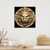 Brullende Gouden Leeuwenkop Poster (Keuken)