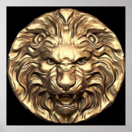 Brullende Gouden Leeuwenkop  Poster