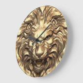 Brullende Gouden Leeuwenkop Wandklok (Hoek)
