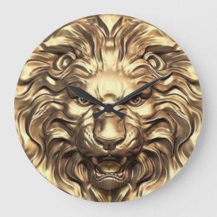 Brullende Gouden Leeuwenkop Wandklok