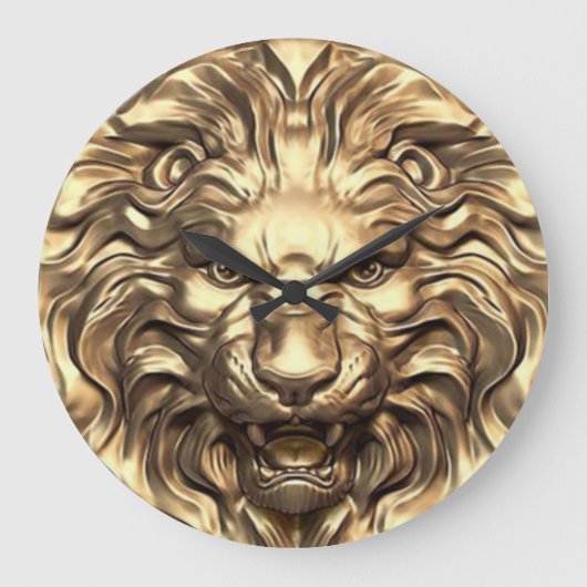 Brullende Gouden Leeuwenkop Wandklok (Voorkant)