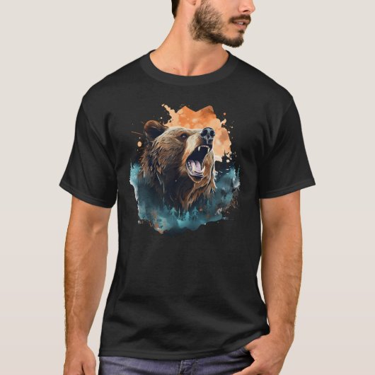 Brullende Grizzly Wildlife Animal Natuur Classic T-shirt (Voorkant)
