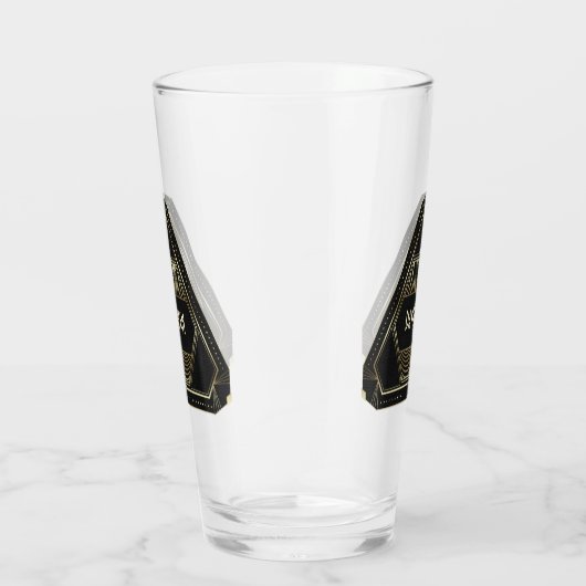 Brullende Jaren 20 Goud en Zwart Art Deco Monogram Glas (Rechts)