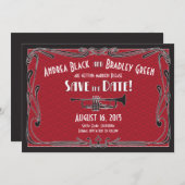 Brullende Jaren Twintig Trompet Trouwkaart Save th Save The Date (Voorkant / Achterkant)