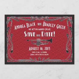 Brullende Jaren Twintig Trompet Trouwkaart Save th Save The Date