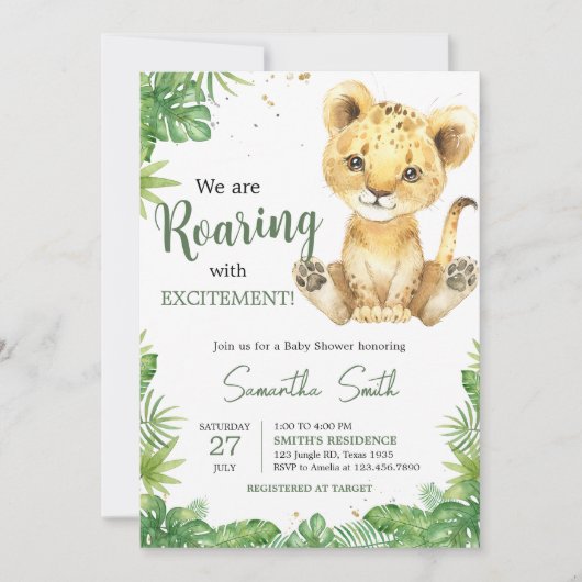 Brullende Leeuw Baby shower Kaart (Voorkant)