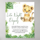 Brullende Leeuw Baby shower Late Night Luiers Poster (Voorkant)