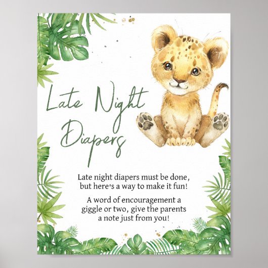 Brullende Leeuw Baby shower Late Night Luiers Poster (Voorkant)