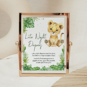 Brullende Leeuw Baby shower Late Night Luiers Poster