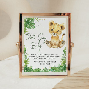 Brullende Leeuw Baby shower zeg niet Baby Poster