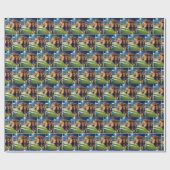 brullende leeuw in Football stadion Cadeaupapier (Vlak)