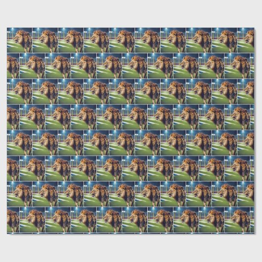 brullende leeuw in Football stadion Cadeaupapier (Vlak)