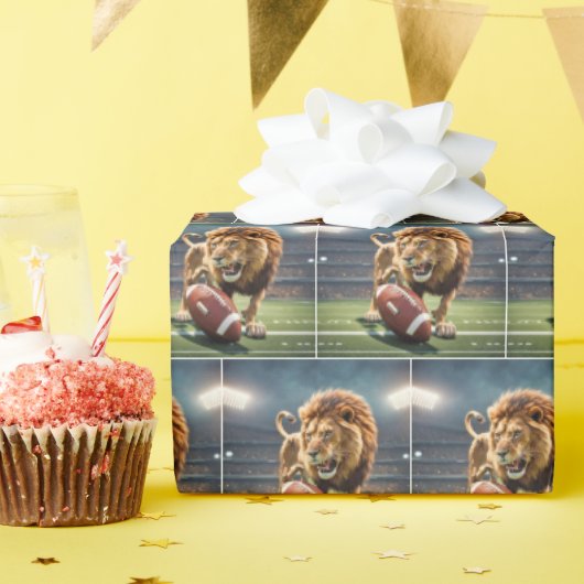 brullende leeuw in Football stadion Cadeaupapier (Verjaardagsfeest)